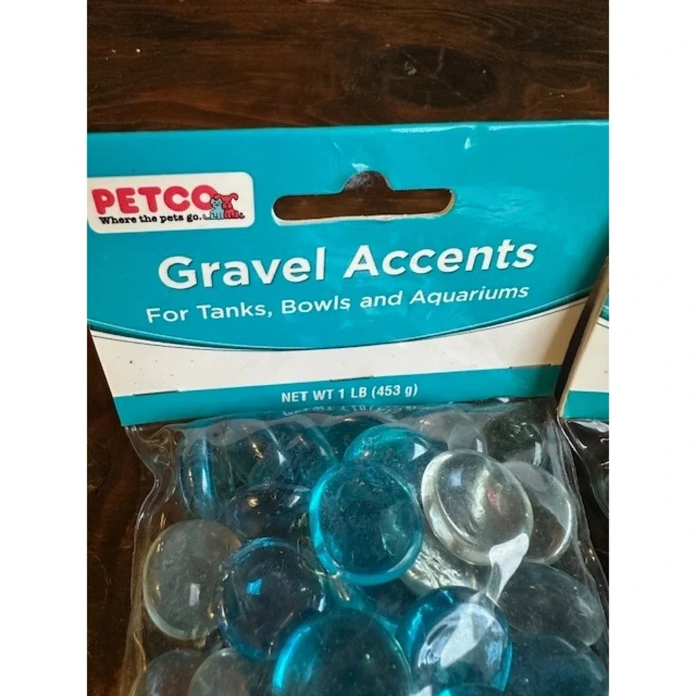 Petco Gravel Accents Glass Gems Ocean‎ Blu Mix Aquarium Decor 2 Bags 1lb Each